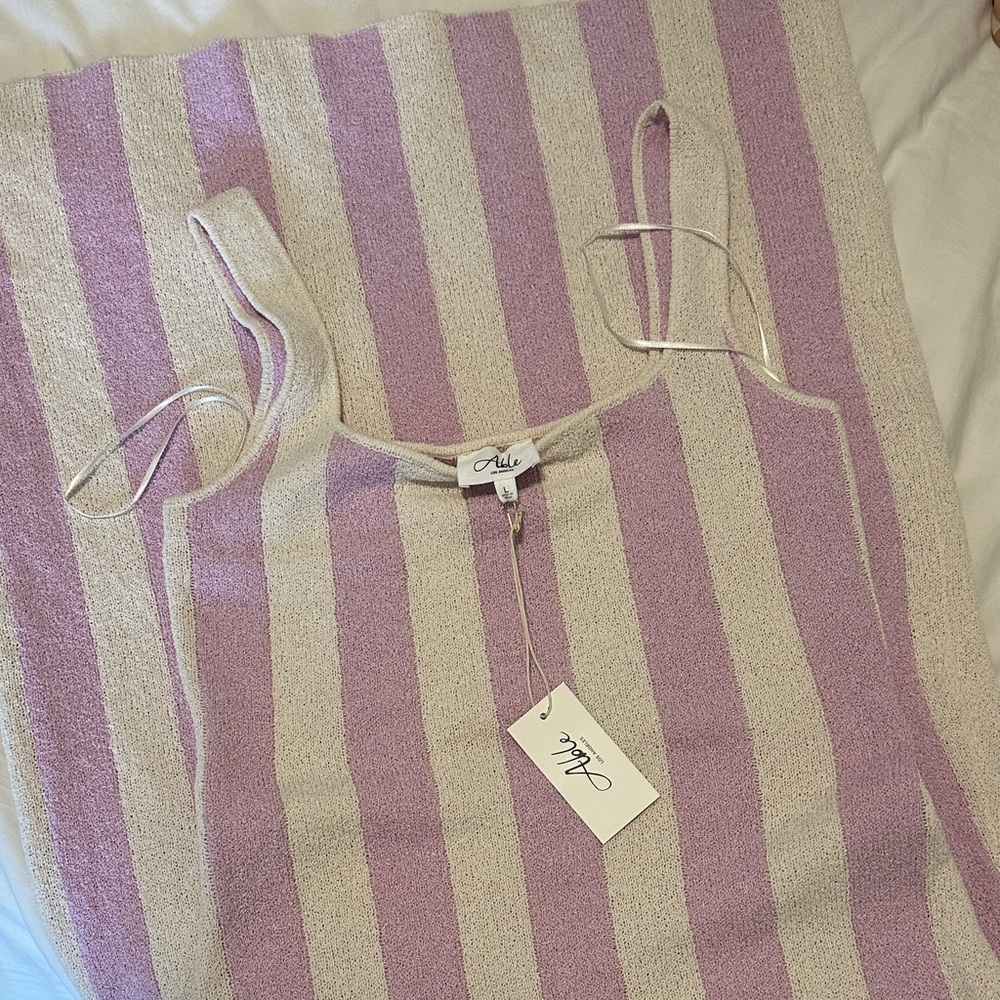 Able Pink and Cream Striped Maxi Dress Knit NWT